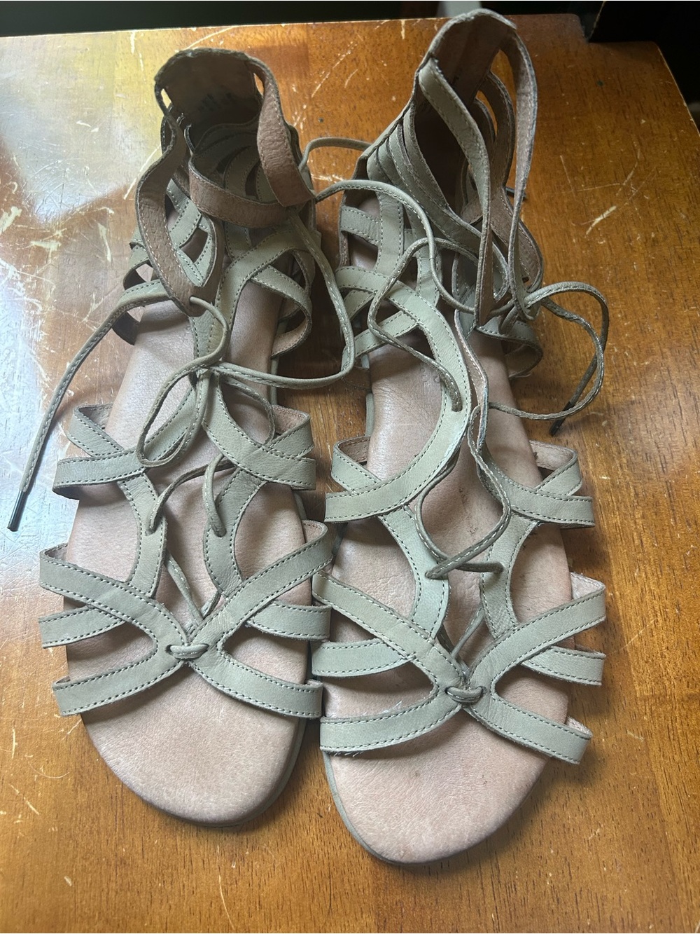 Gentle Souls, Kenneth Cole, Break my Heart, tan, 10, Lace-Up Gladiator Sandals